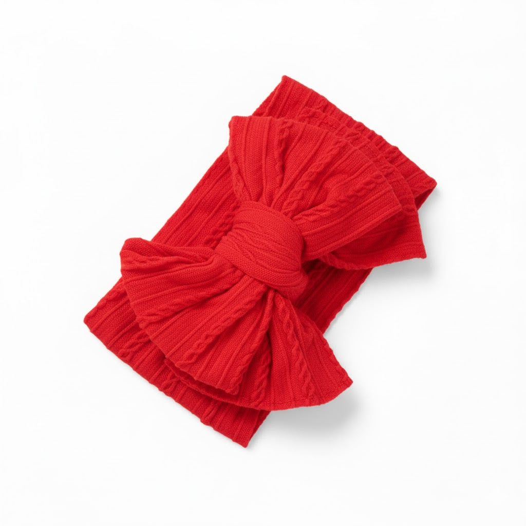 Red double bow headband (knitted wire)