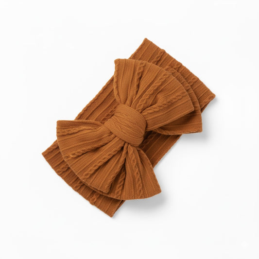 Brown double bow headband (knitted wire)