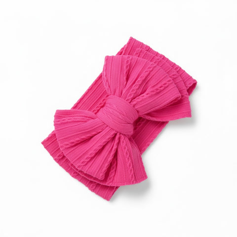 Hot pink double bow headband (knitted wire)