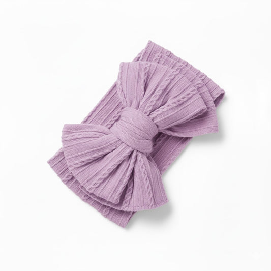Purple double bow knitted headband