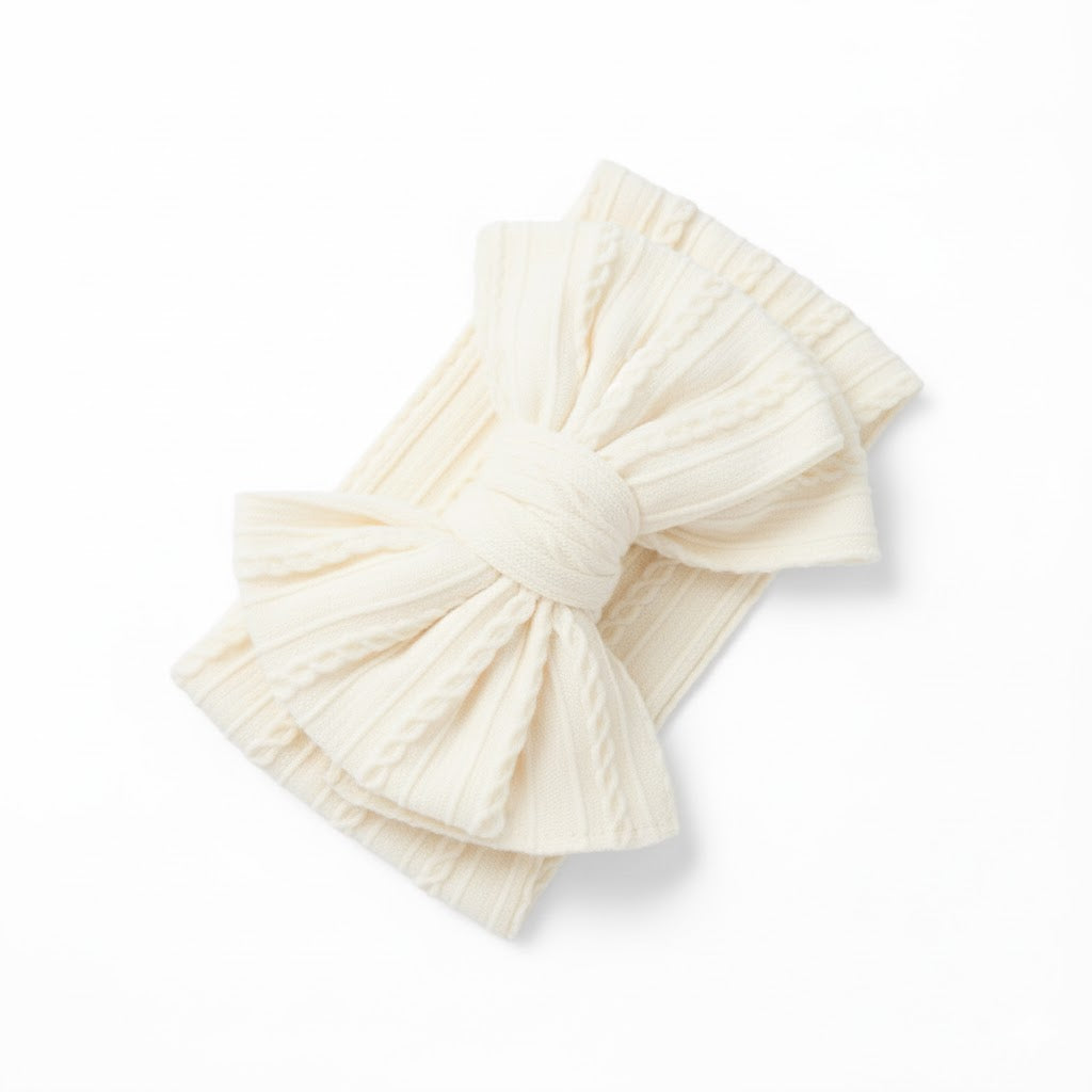 Off white double bow headband (knitted wire)
