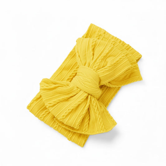 Yellow double bow headband (knitted)