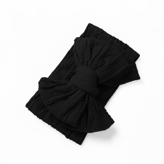 Black double bow headband (knitted )