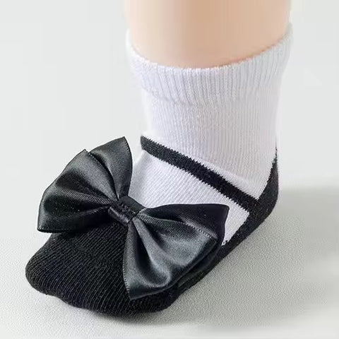 `black bow socks-like-shoes (0-1 year)