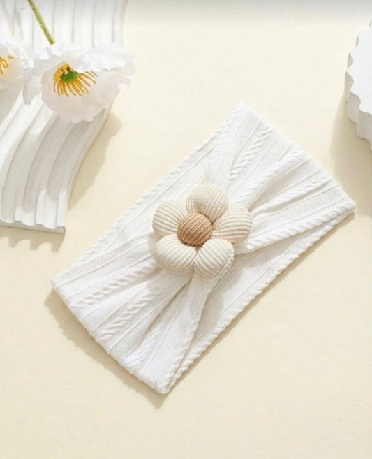 cute flower knit lining soft headband WHITE