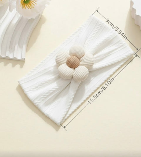cute flower knit lining soft headband WHITE