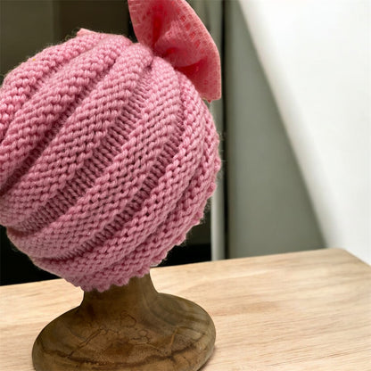 pink wool bow cap