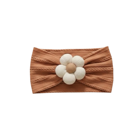 BROWN cute flower knit lining soft headband