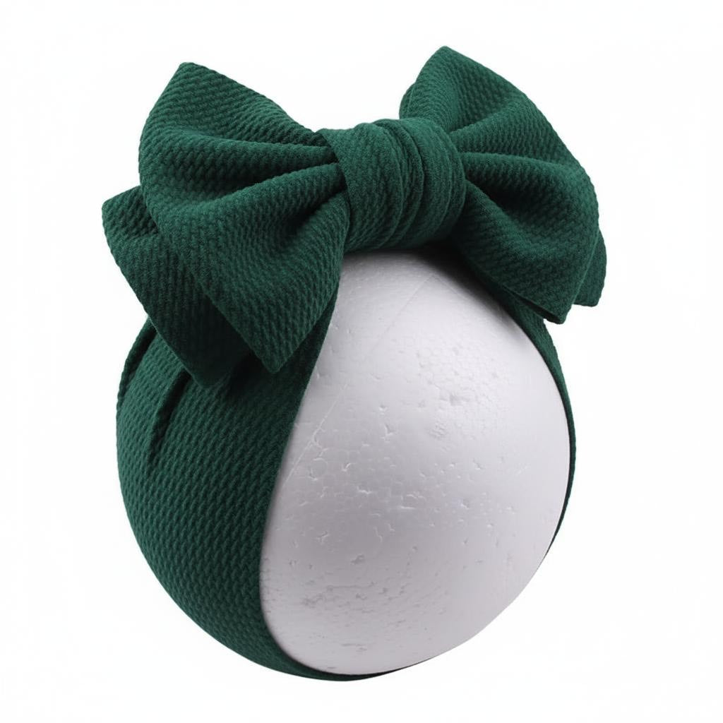 green textured double bow headbnd