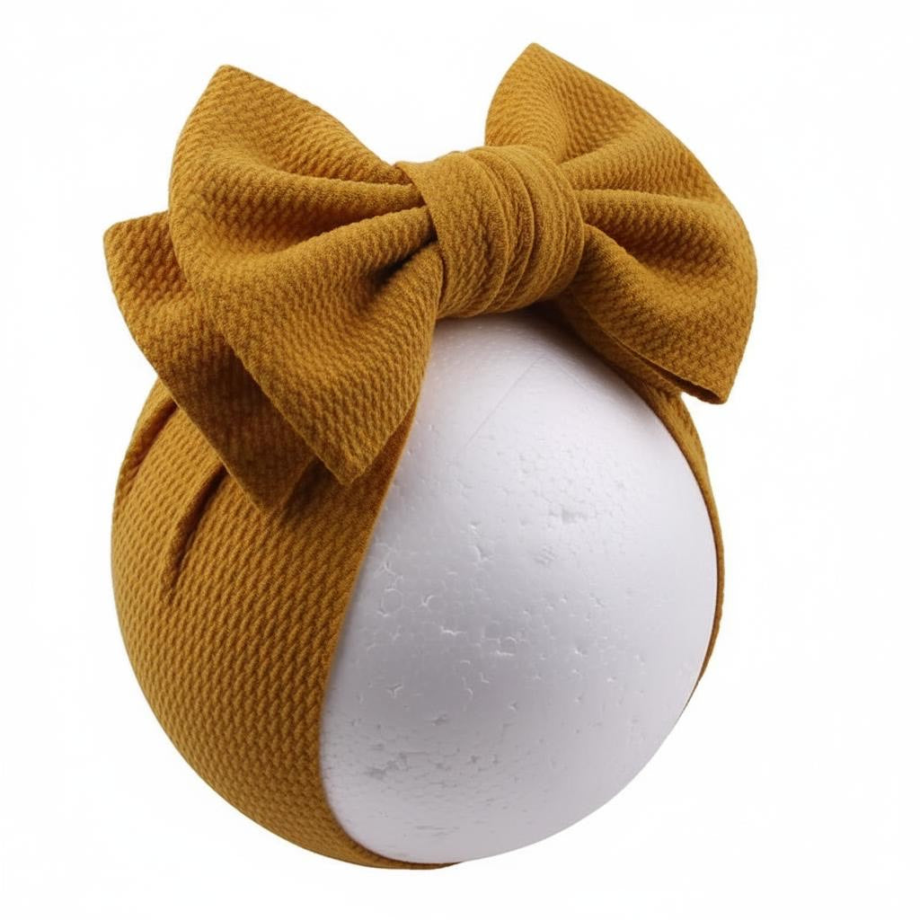 mustard textured double bow headband