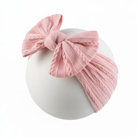 peach single bow knitted headband